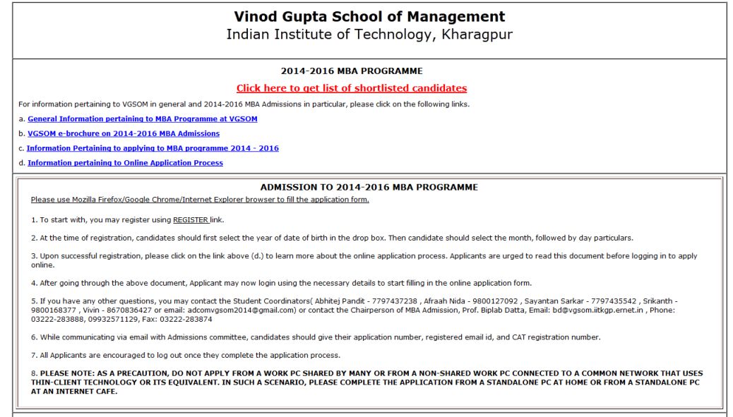 Application form for MBA in IIT KGP 2023 2024 EduVark