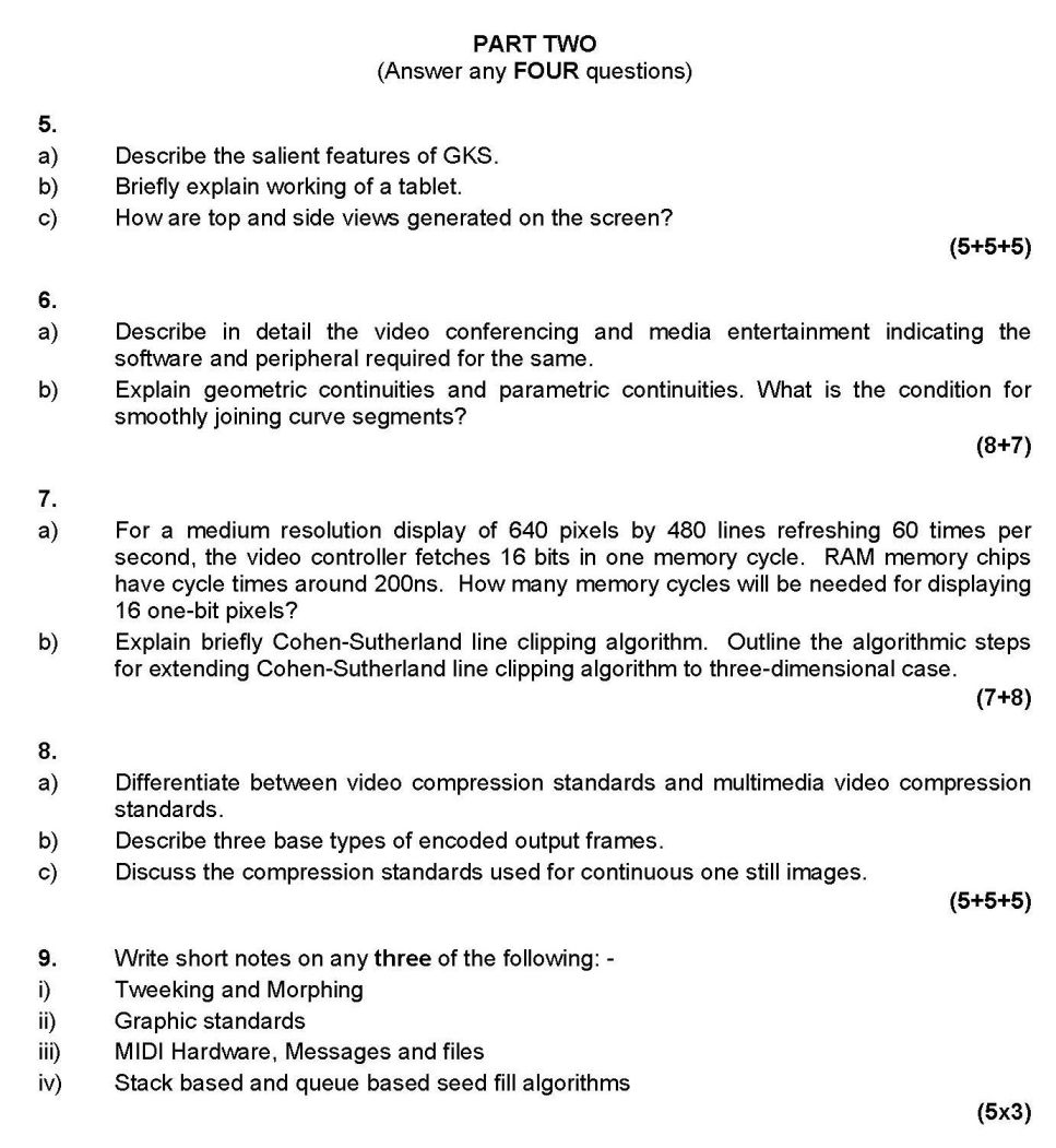 ... Level Course, Computer Graphics Exam Previous Years Question Paper