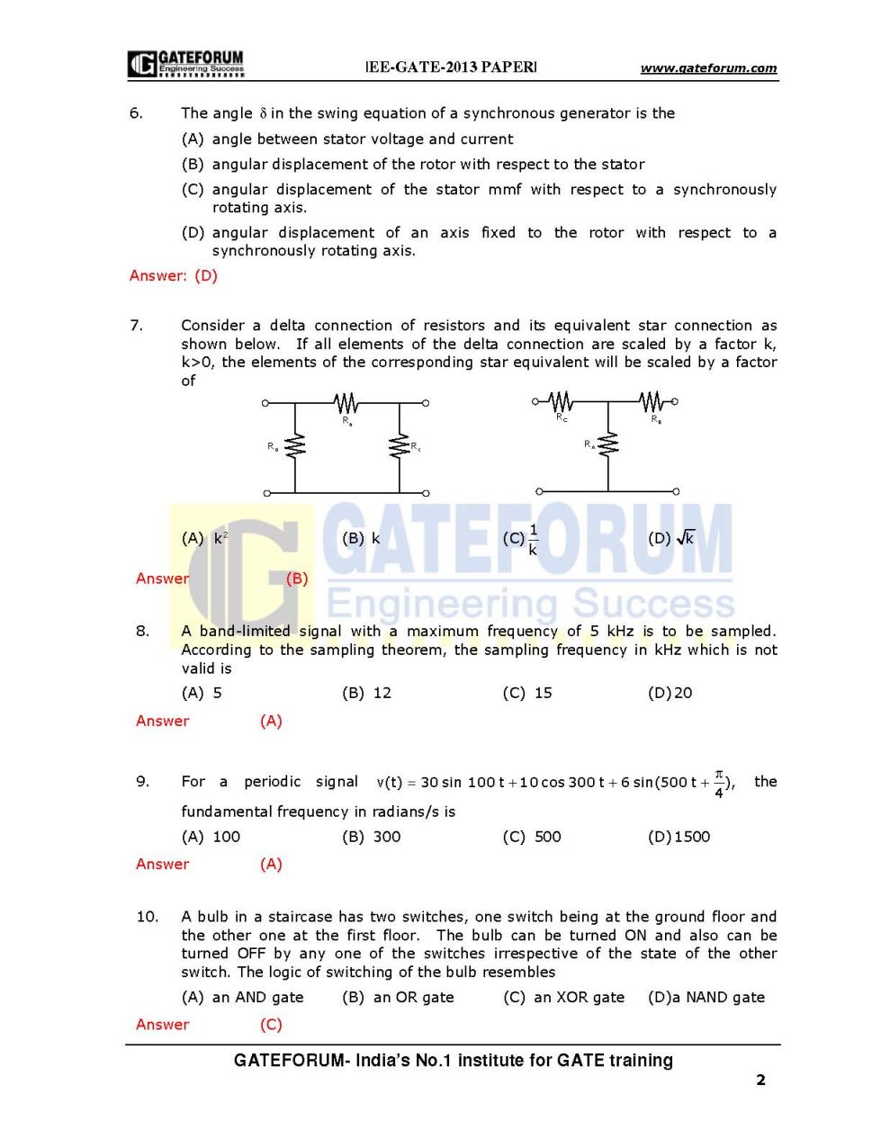 Graduate Aptitude Test In Engineering Electrical Engineering Download Papers 2023 2024 EduVark