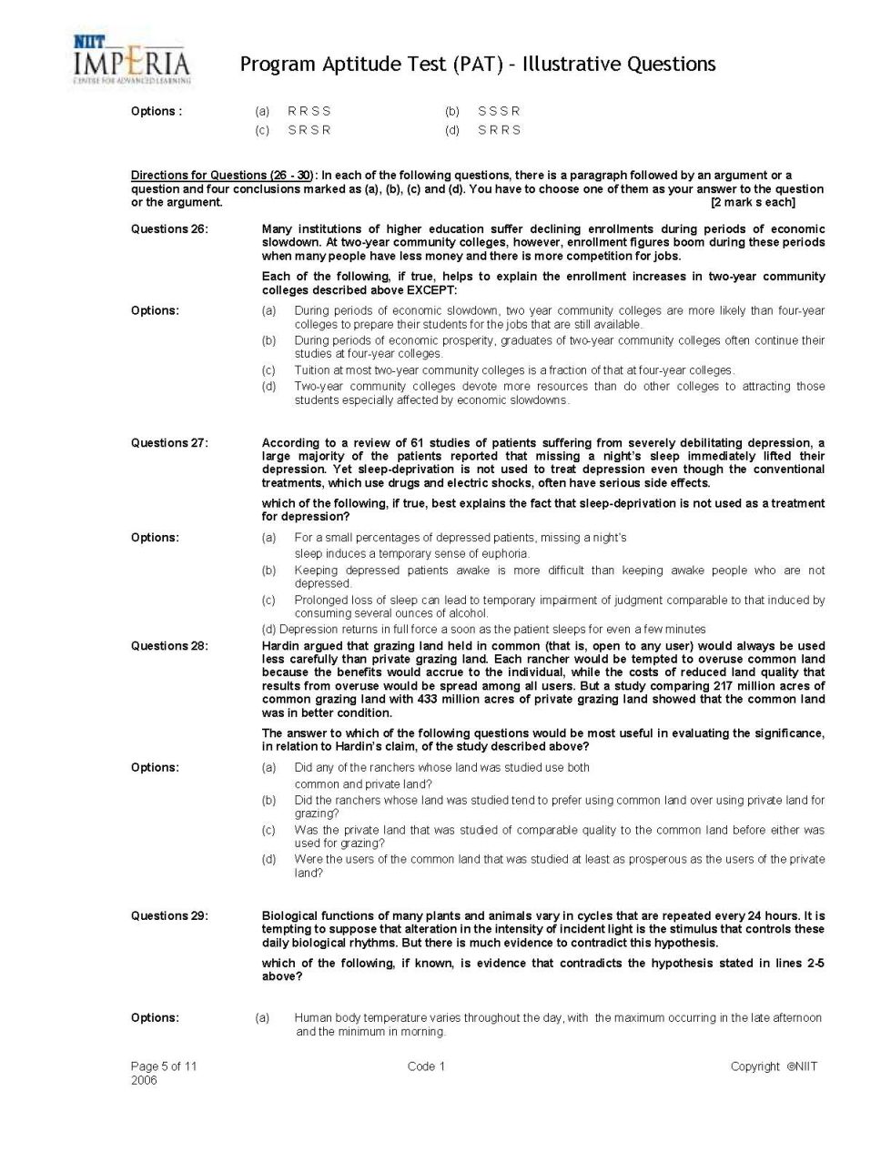 NIIT Aptitude Test Model Question Paper 2023 2024 EduVark
