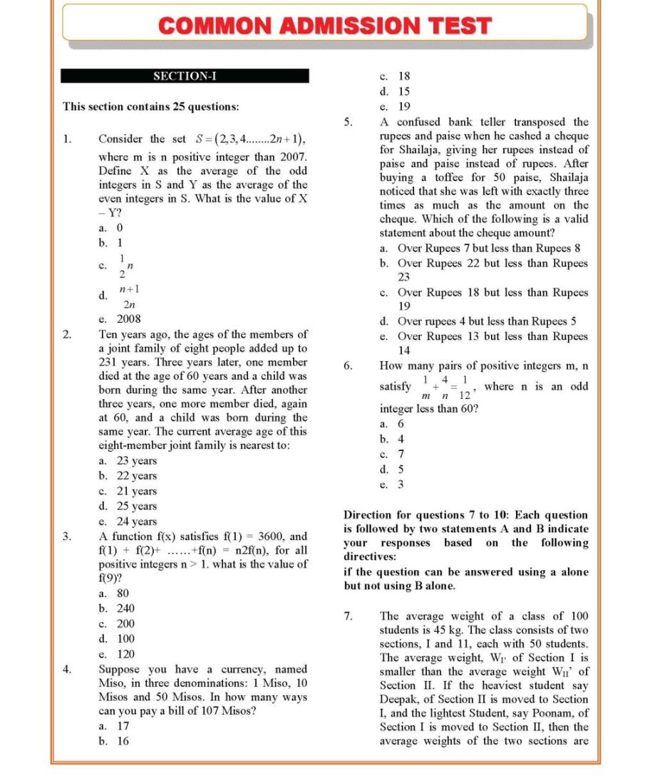 Cat Exam Previous Year Solved Question Papers Eduvark