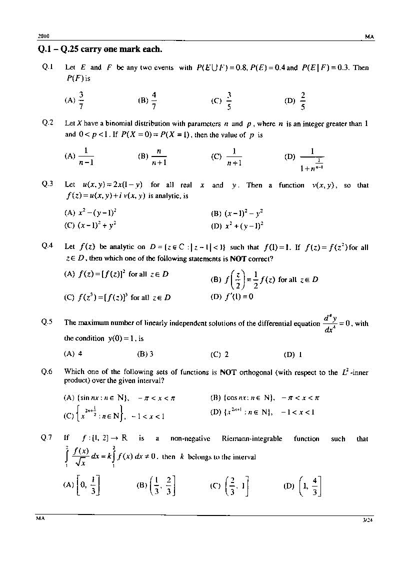 Test Of Engineering Aptitude Mathematics Amp