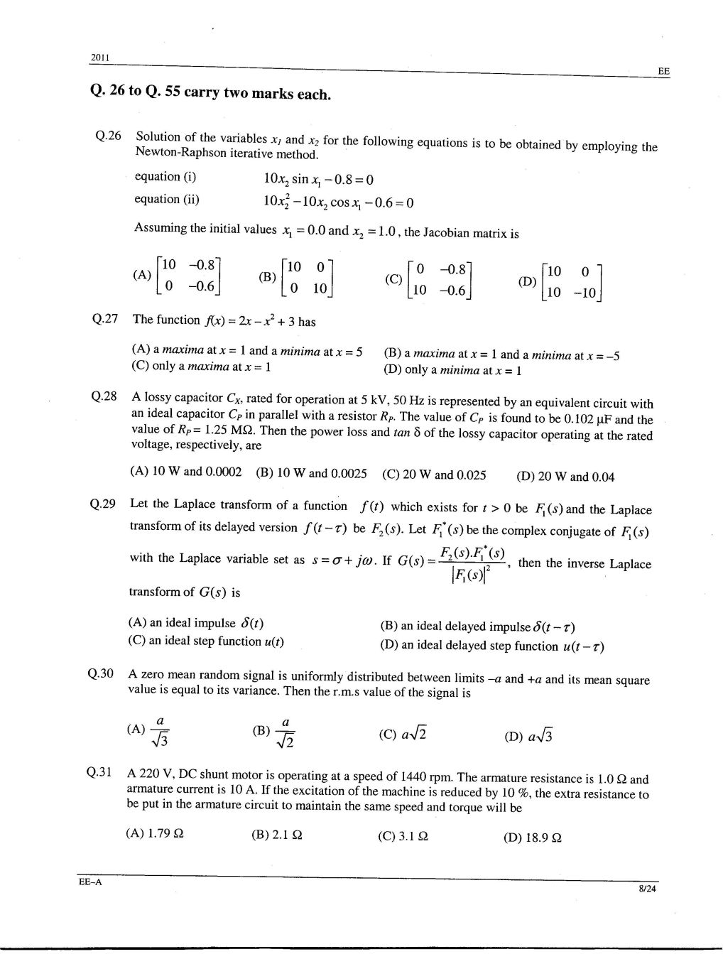 Graduate Aptitude Test In Engineering Question Papers