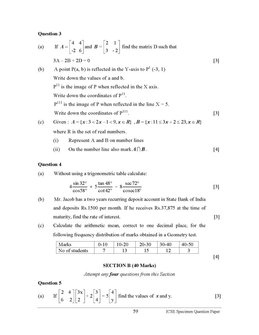 ICSE Maths Question Papers 2023 2024 EduVark