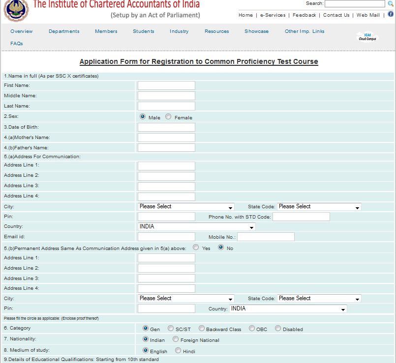 Process Of Online Registration Of Exam Of Common Proficiency Test 