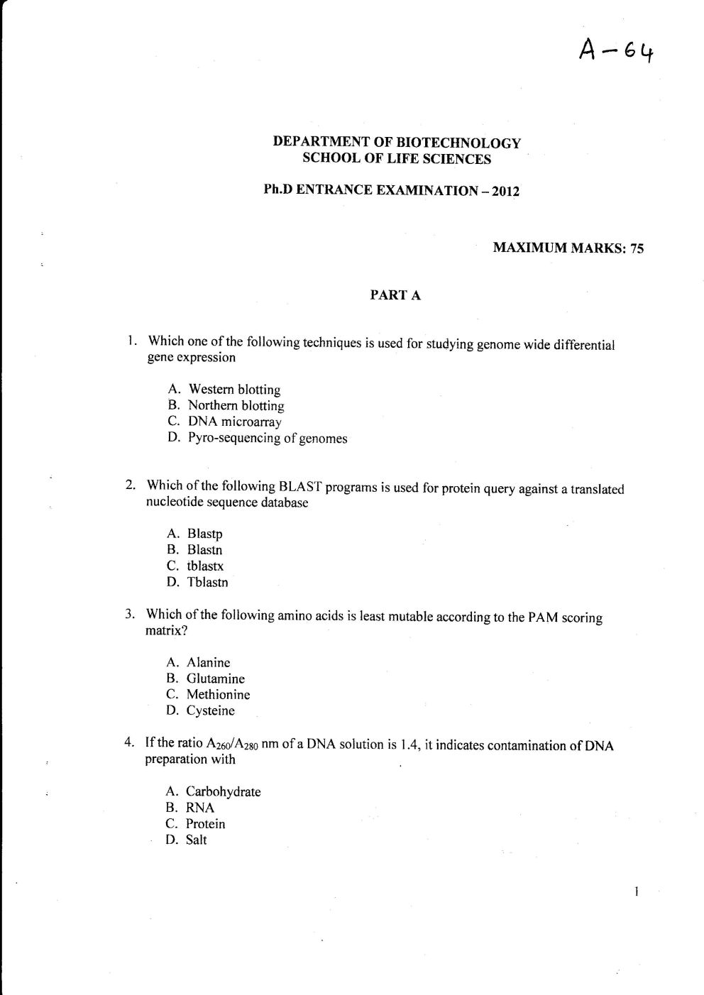 phd entrance exam sample question papers