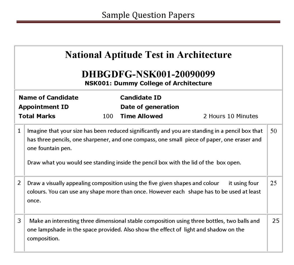 Nata Aptitude Test Sample Papers With Answers Pdf