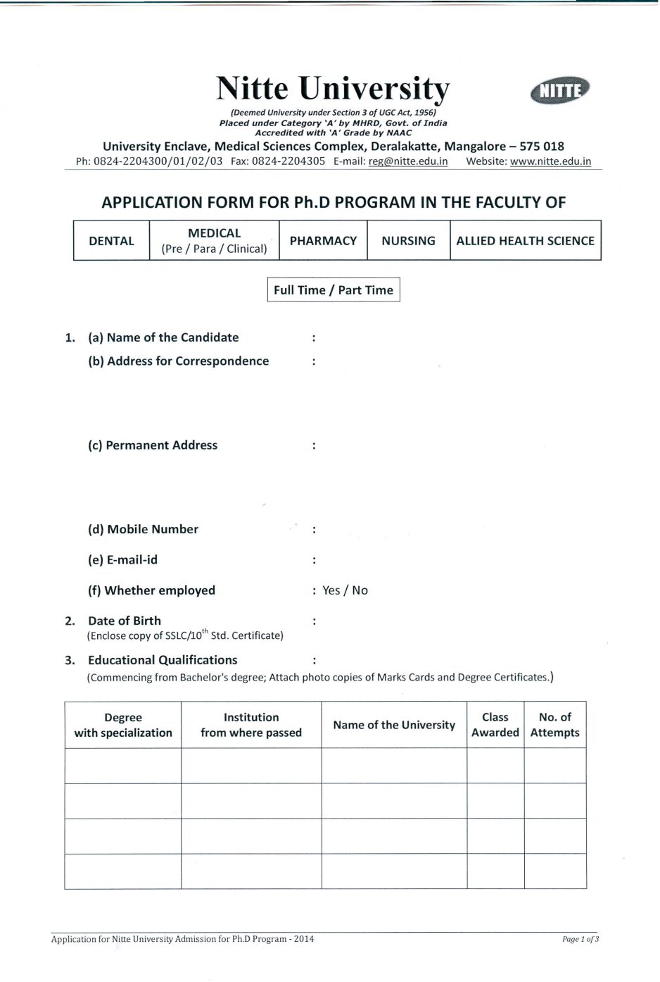 rajasthan phd application form