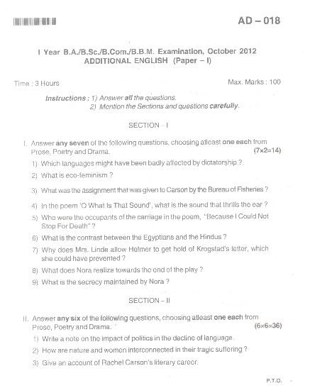 Old Question Papers of Bangalore University - 2020 2021 ...