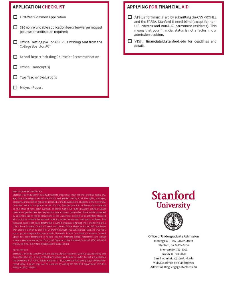 stanford admission requirements essay