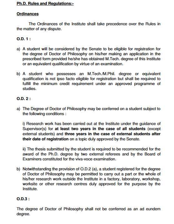 phd rules and regulations 2016