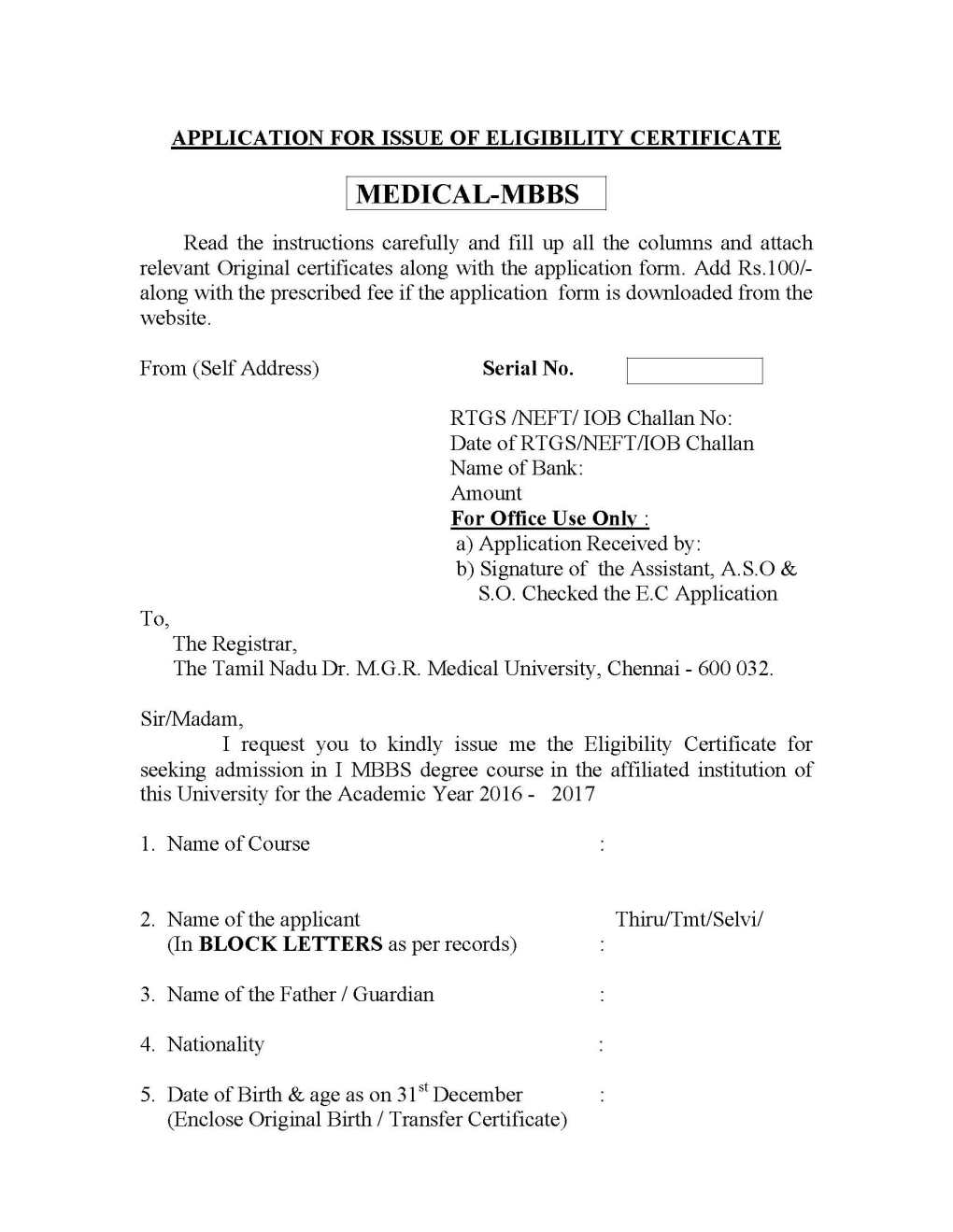 tamilnadu medical university thesis