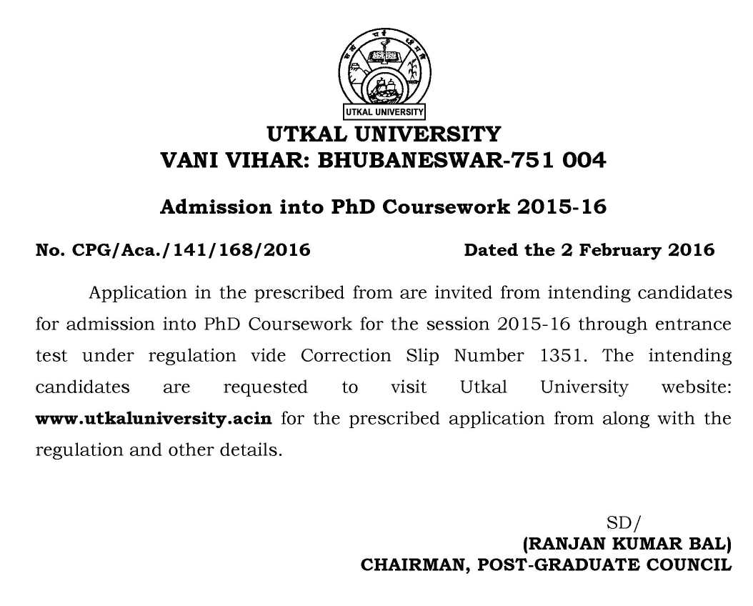 phd registration form utkal university