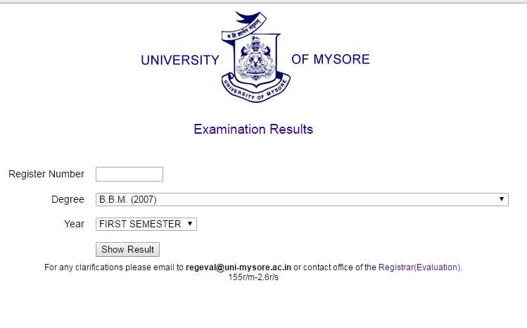 mysore university phd course work results