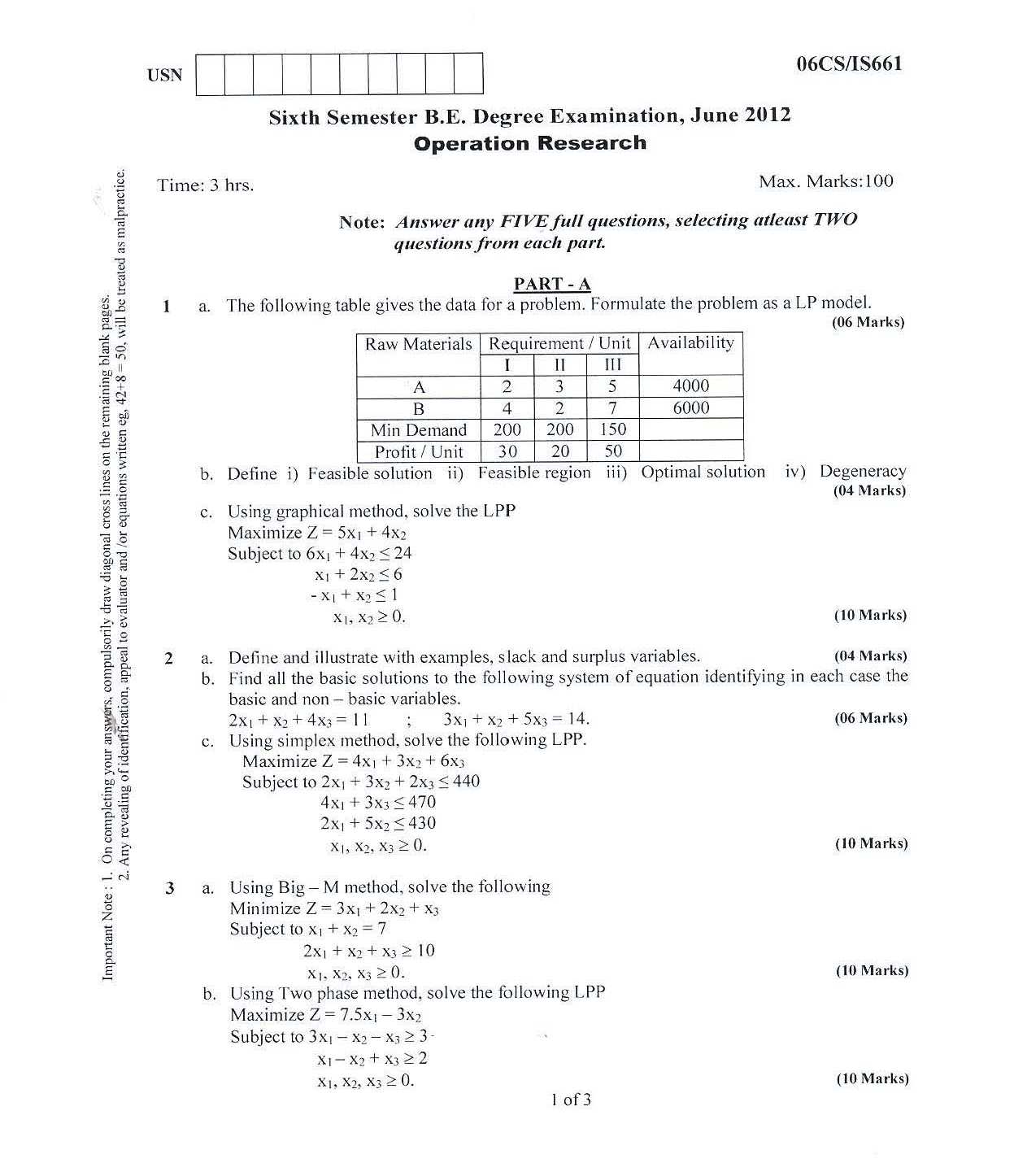du operational research previous year question paper