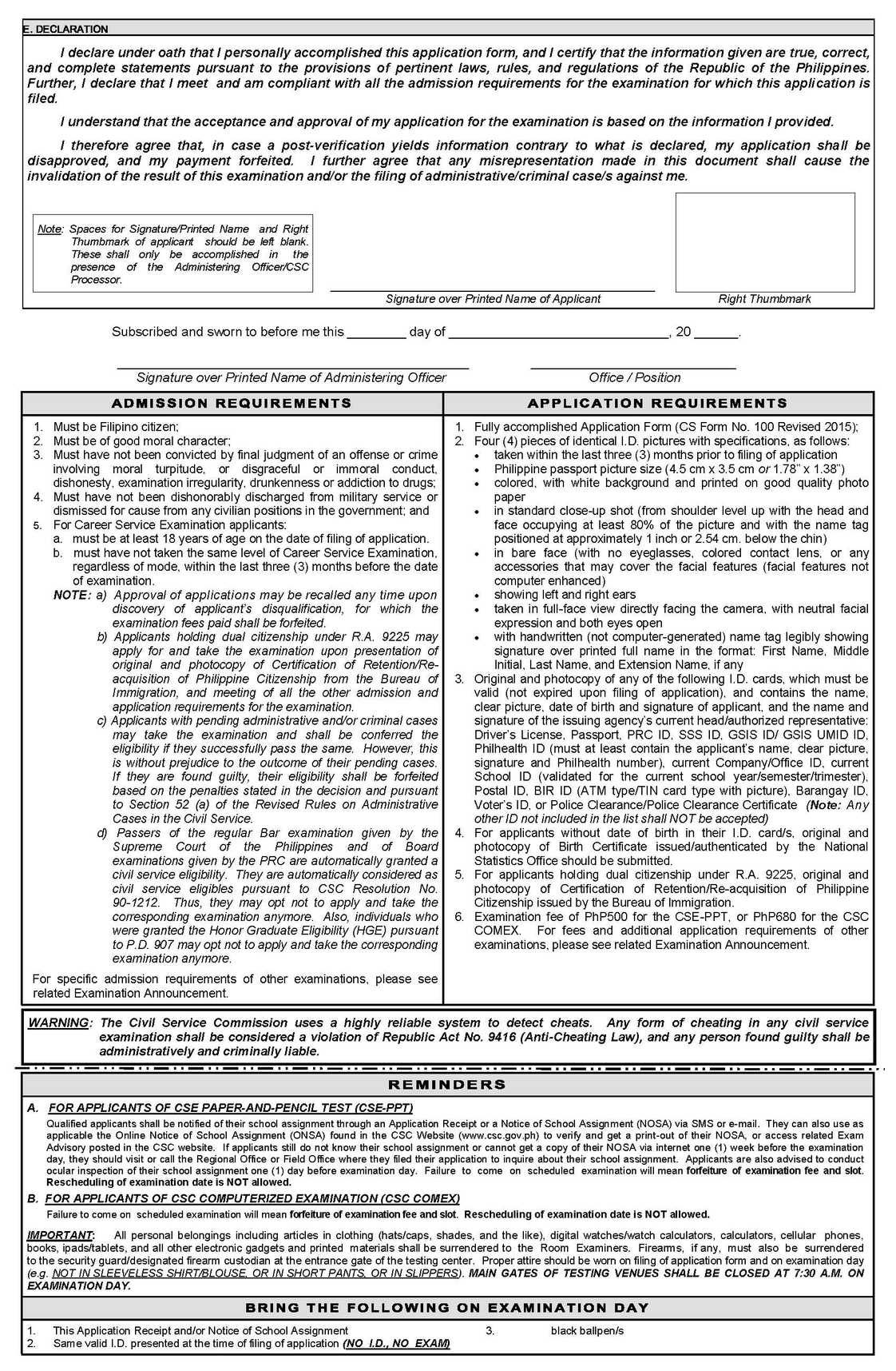 Civil Service Exam Downloadable Form 2023 2024 EduVark