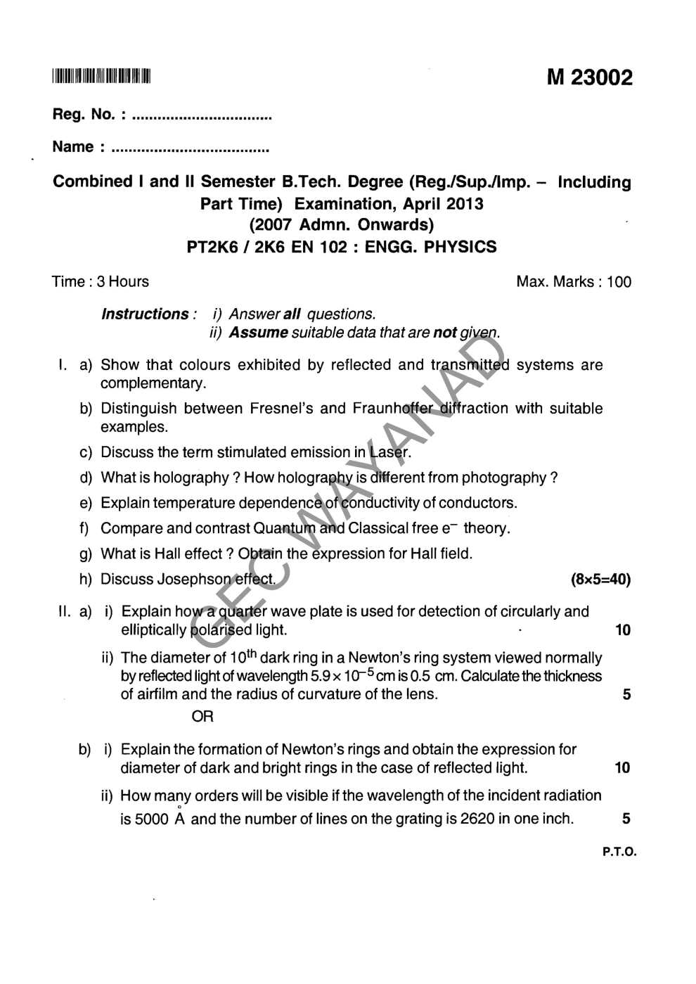 kannur university assignment question paper