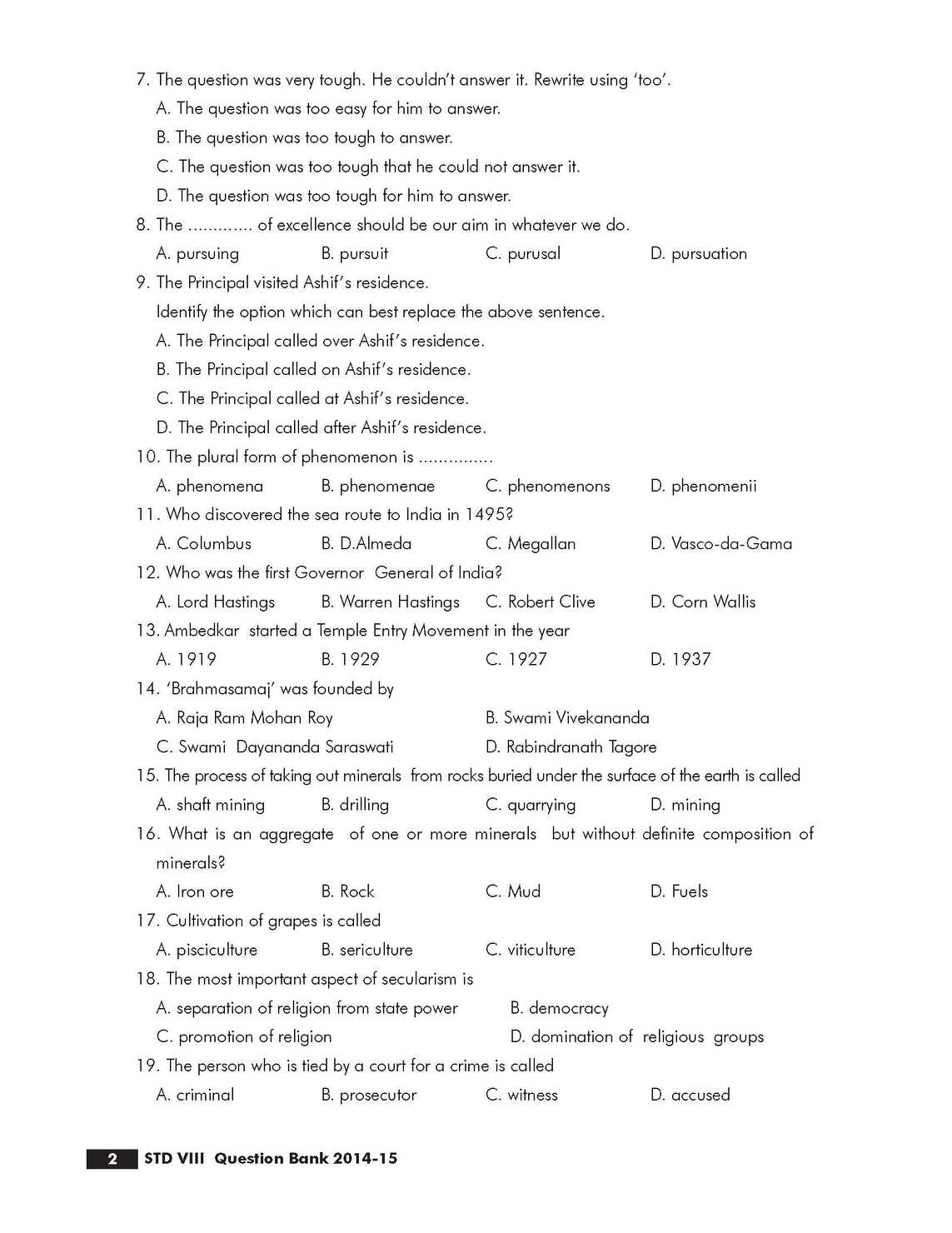 english assignment for class 8 with answers