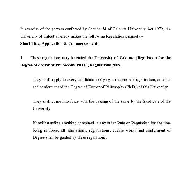 phd regulation 2016 calcutta university