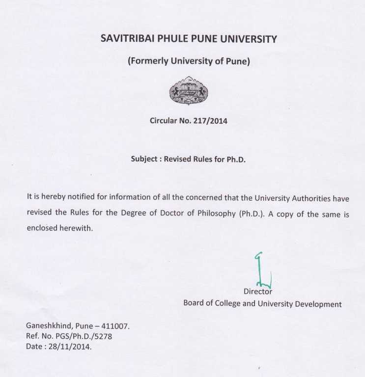 phd rules pune university