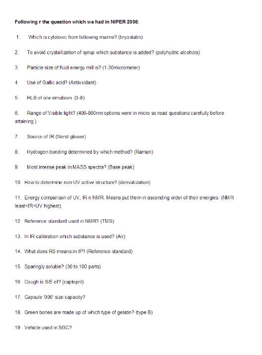 niper previous question papers