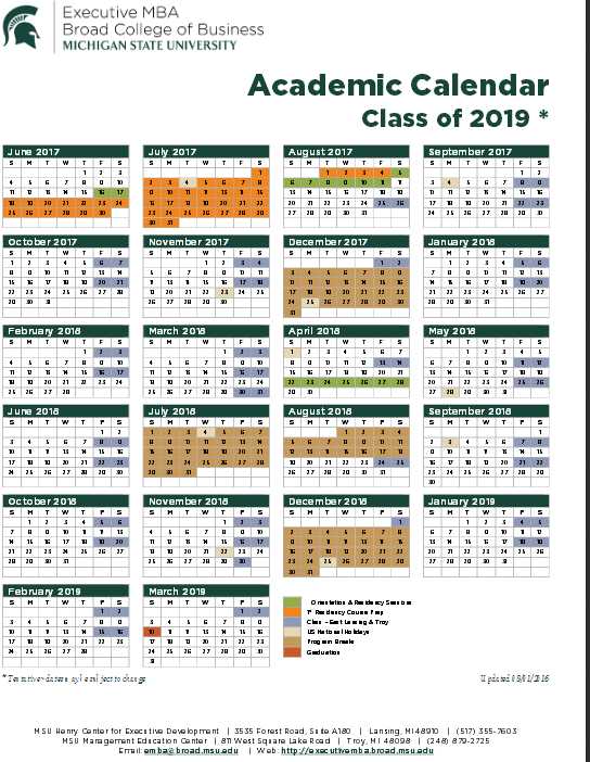 Calendar 2021 Msu Academic Calendar 2021