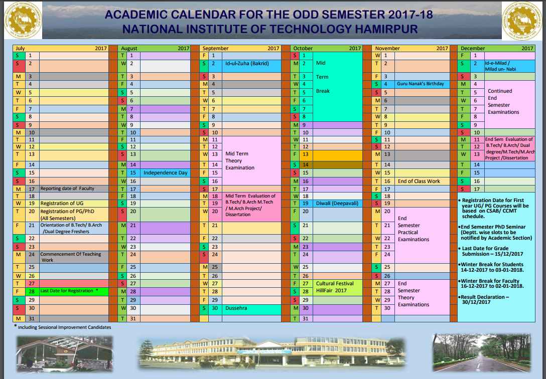 Academic Calendar Nit Hamirpur 2021 2022 Eduvark