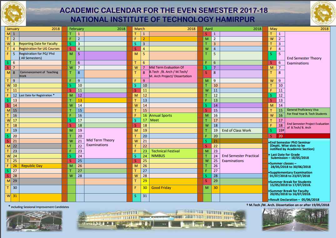 Smu Academic Calendar 2022 23 Academic Calendar Nit Hamirpur - 2022 2023 Eduvark