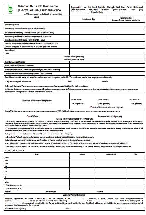 oriental bank of commerce dd form