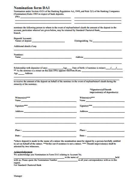 Standard chartered nomination form