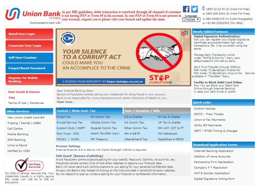 internet banking of union bank of india