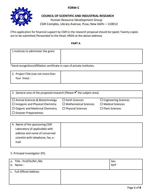 research proposal format for csir ra