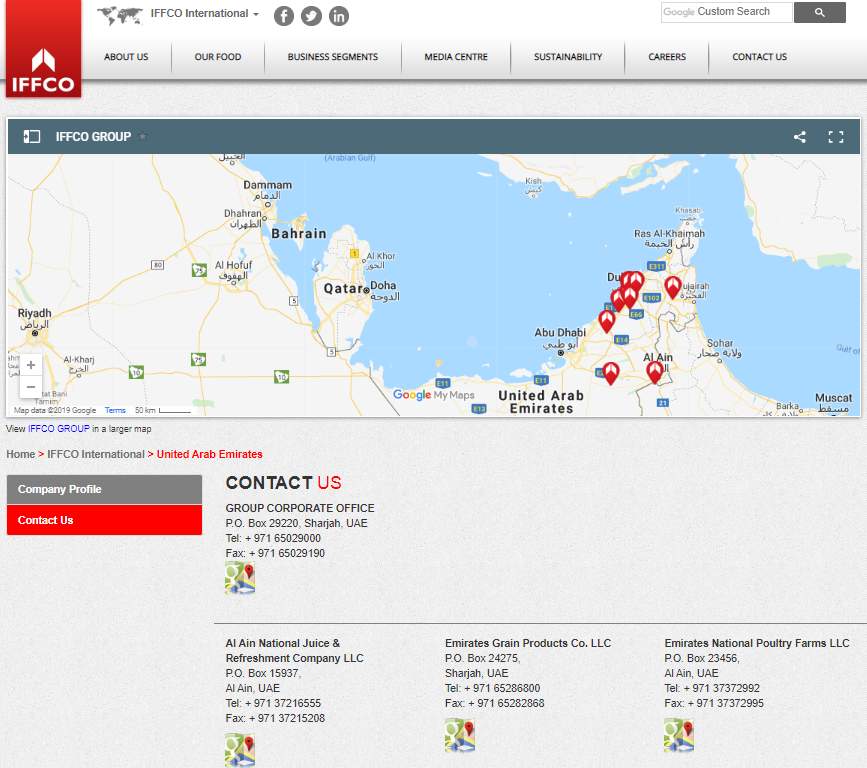 IFFCO Sharjah location map - 2022 2023 EduVark