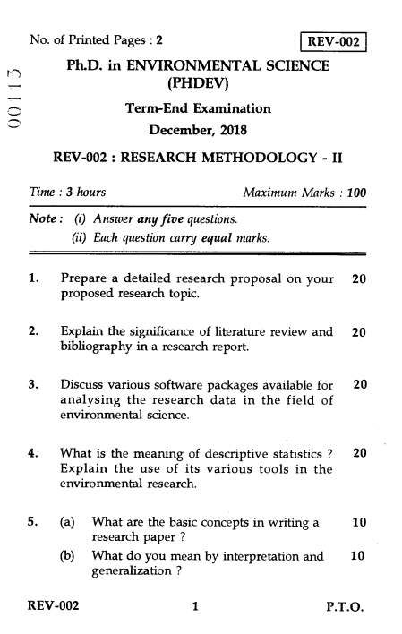 research methodology question paper ignou