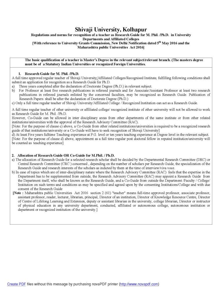 shivaji university phd guide list 2021