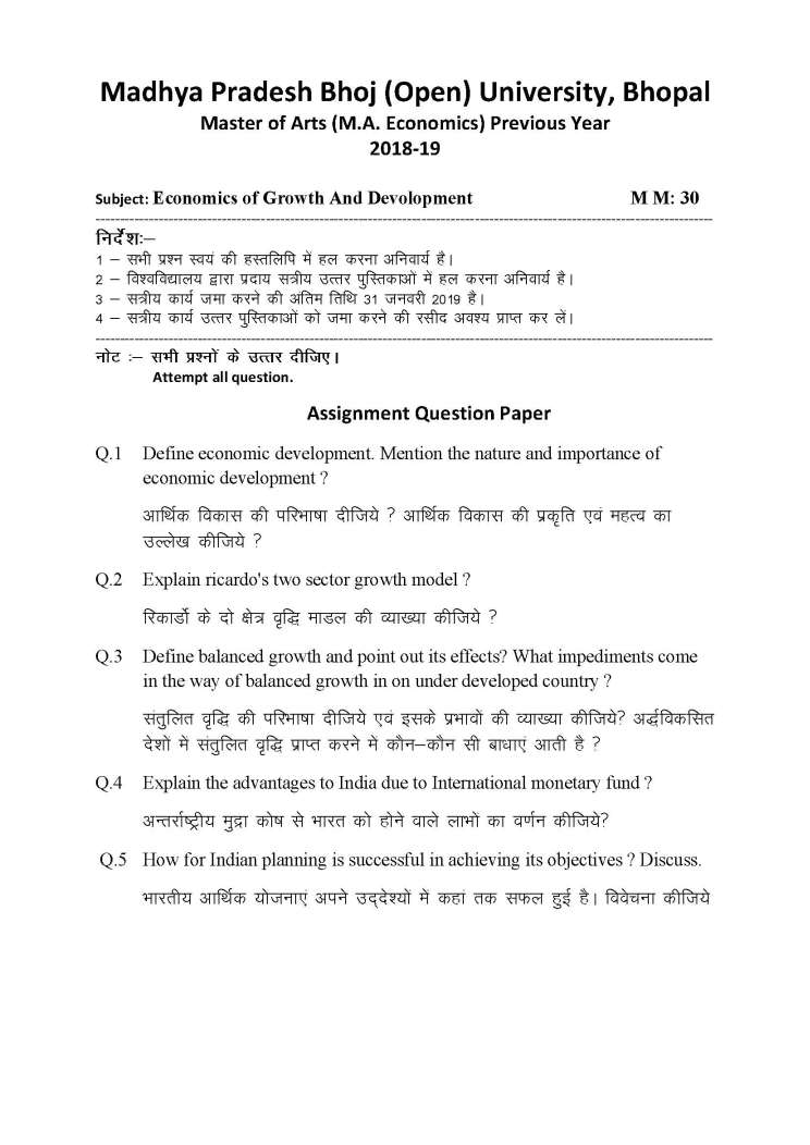 bhoj university assignment