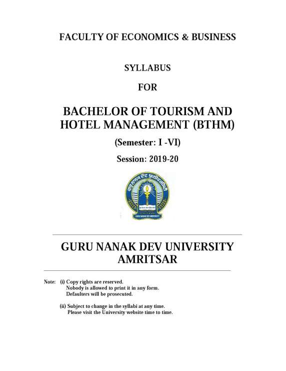 bcom tourism and travel management syllabus