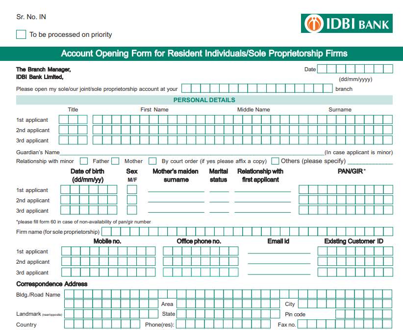 kyc form for idbi bank account