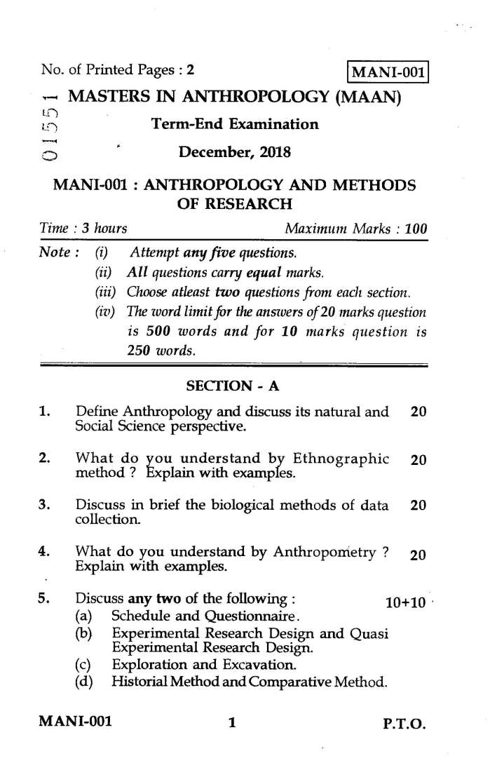 research methods question papers